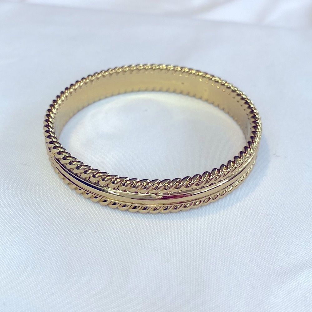 Fornash Textured Gold Tone Minimalist Bangle Bracelet